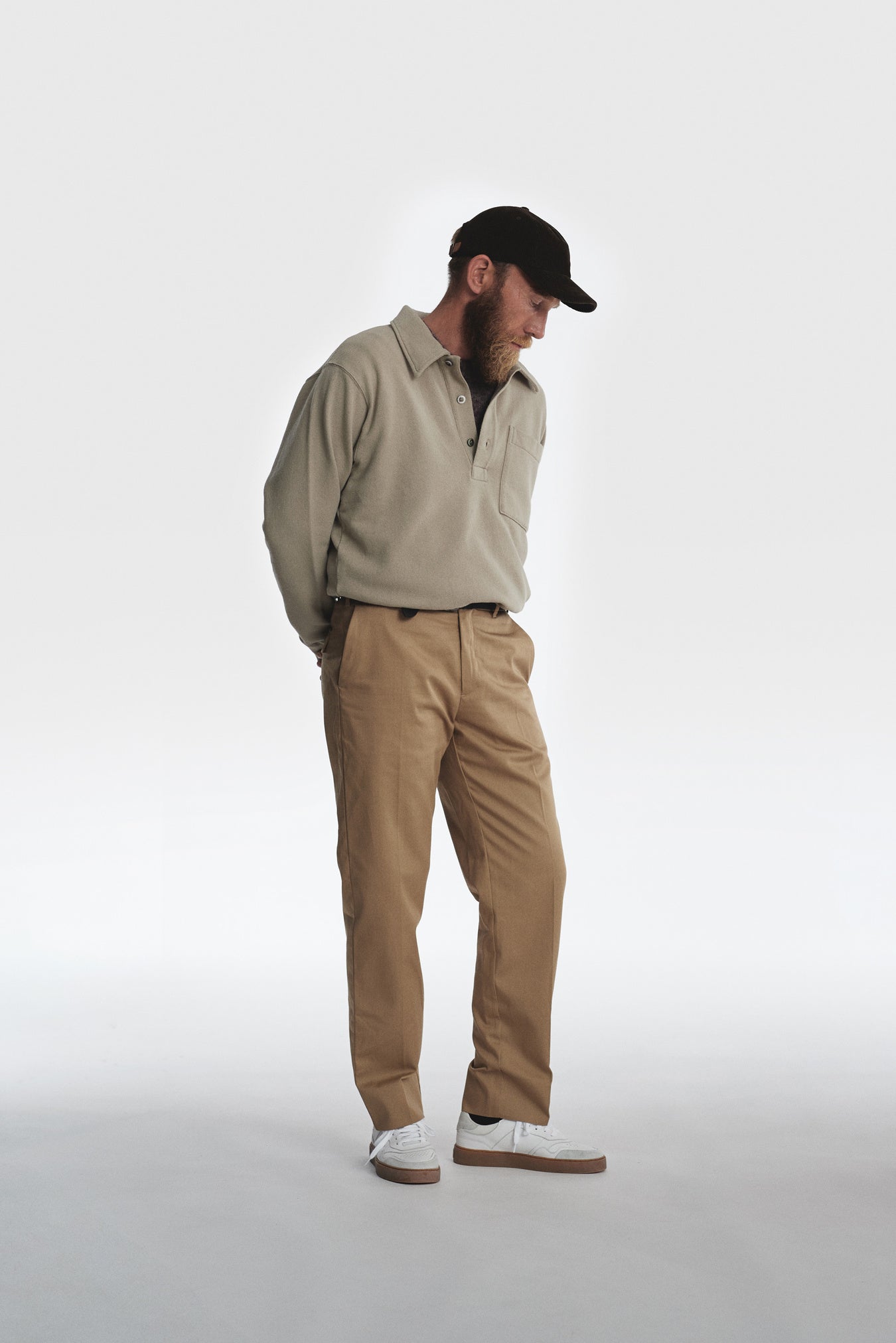 Fraser Relaxed Organic Loopback Tab Series LS Polo (Sand)